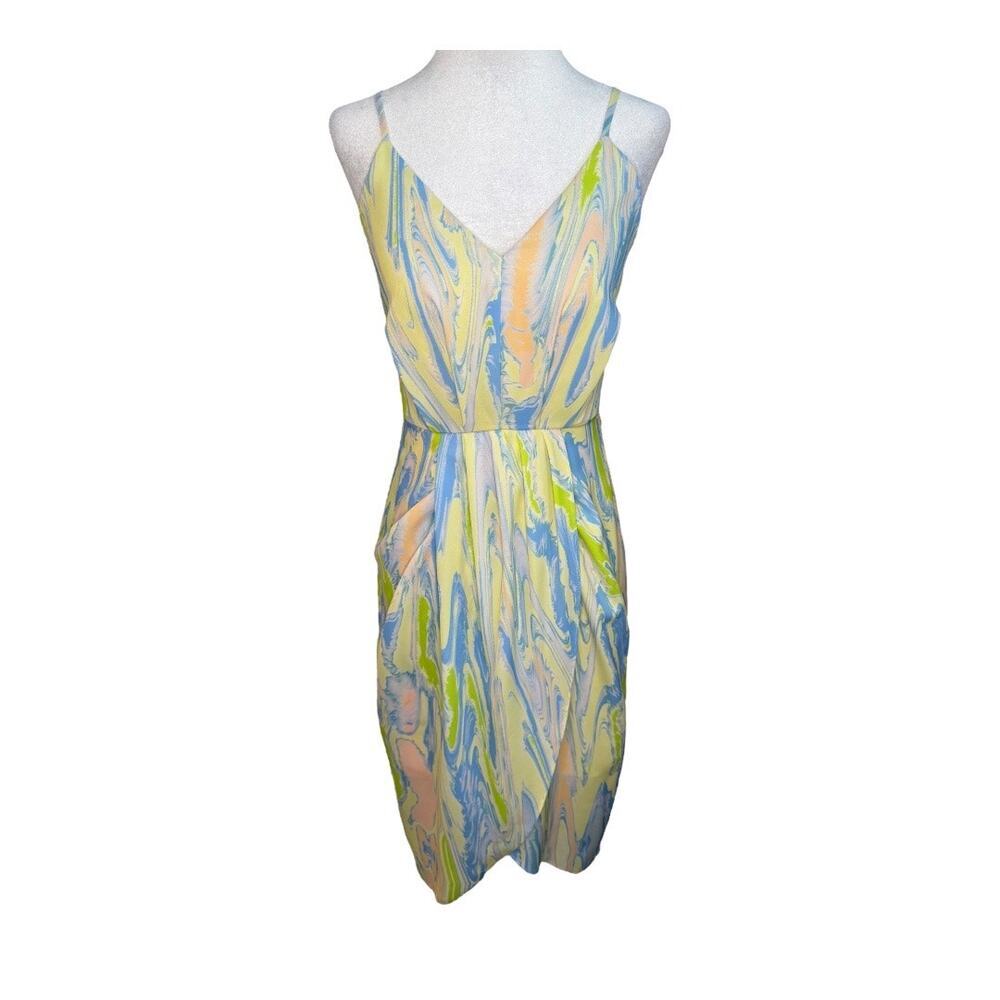 CHELSEA28 Women’s XS Sleeveless Faux Wrap Dress In Lime‎ Melt NWOT